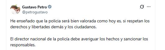 El presidente Gustavo Petro pidió que se investiguen los hechos violentos que denunció el operador del Sitp - crédito @petrogustavo/X