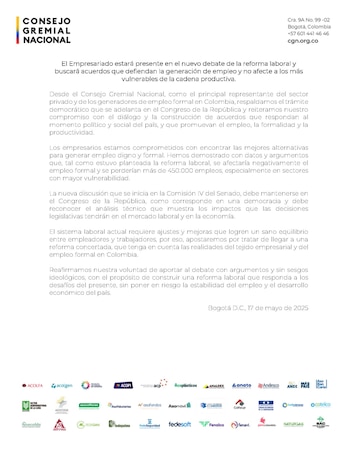 El Consejo Gremial informó que