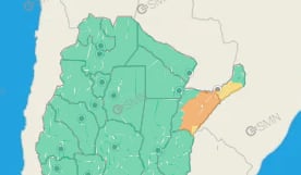 El Servicio Meteorológico Nacional hizo hincapié en la provincia de Corrientes, donde hay alerta naranja (Servicio Meteorológico Nacional)