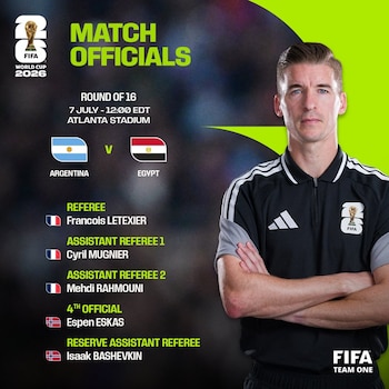 FIFA designó un árbitro francés para el partido entre Argentina y Egipto