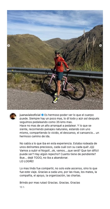 Juana Viale cumplió un exigente desafío con su bicicleta