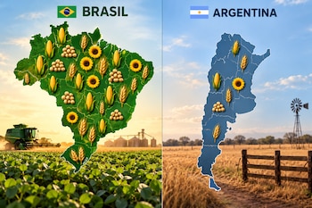 Brasil y Argentina con productos agrícolas