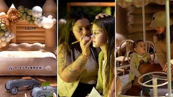 Con una temática de safari, Leandro Paredes y Camila Galante celebraron el primer año de su hijo Lautaro