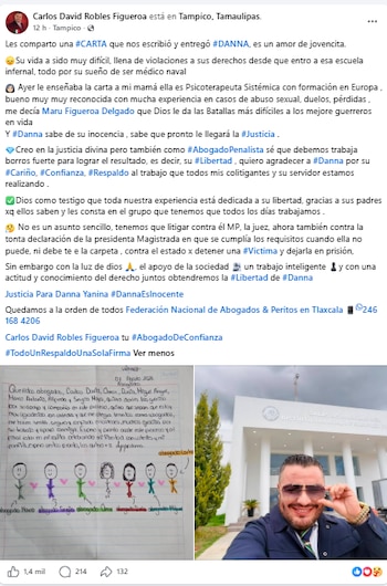 Caso Dafne Zapata: Danna Yanina envía carta de agradecimiento a sus abogados desde prisión. RRSS