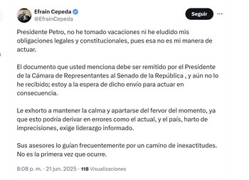 El presidente del Senado, Efraín