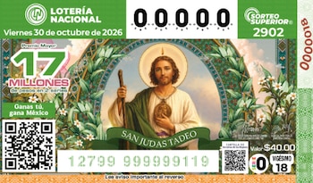 Imagen de San Judas Tadeo en el cachito de la Lotería Nacional (Crédito: Lotería Nacional)