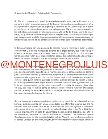 Parte del correo que habría sido enviado a la Sedena en 2021. (X/@montenegrojluis)