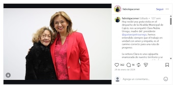 Aqui está a foto com a mãe de Gustavo Petro que Fabiola Jácome deu vida para negar as acusações - crédito @fabiolajacomer/IG