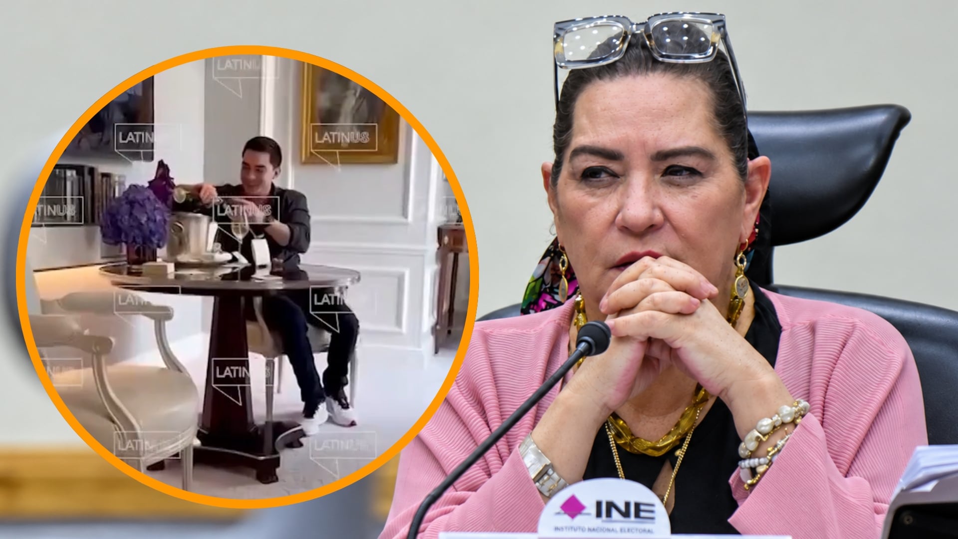 Guadalupe Taddei Zavala permanece frente a un micrófono del Instituto Nacional Electoral. (YouTube / Latinus)