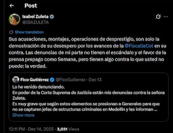 Isabel Zuleta también le contestó