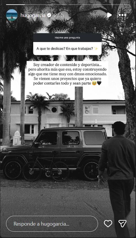 Hugo García, conocido como creador de contenido y deportista, compartió detalles sobre su trabajo actual y emocionantes proyectos futuros, incluyendo su próxima paternidad con Isabella Ladera. (Hugo García)