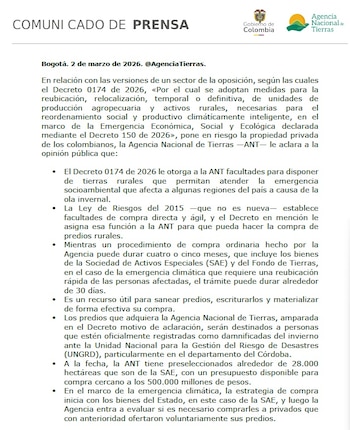 El Decreto 0174 de 2026