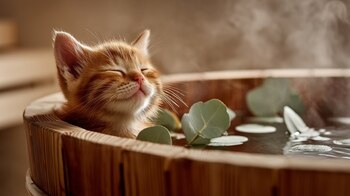 baño relajante, aromaterapia felina, cuidado estético, spa de lujo, mimos para gatos, tratamientos especiales, grooming relajante, felinos consentidos, ambiente zen, experiencia premium - (Imagen Ilustrativa Infobae)
