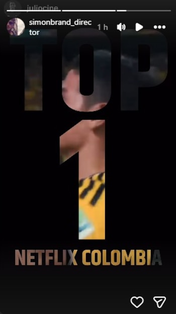 Simón Brand celebró que 'James' llegó al primer lugar en Netflix Colombia - crédito @simonbrand_director/Instagram