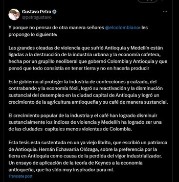 El Presidente volvió a ser polémica en sus redes sociales por hablar de los paisas - crédito @petrogustavo/X