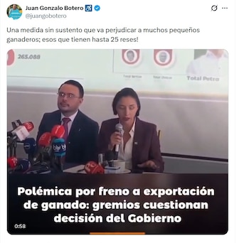 Juan Gonzalo Botero, exviceministro de Asuntos Agropecuarios, dijo que la medida no tiene sustento - crédito @JuanGoBotero/X