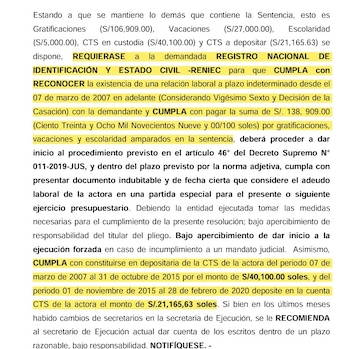 Poder Judicial de Perú ordena a Reniec pagar indemnización a Dina Boluarte