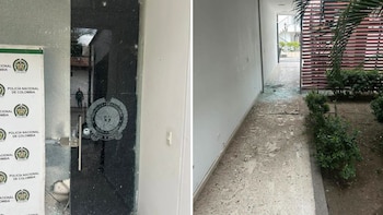 Así quedó la estación de Policía de Aipe luego del ataque que, según las primeras versiones, habría sido perpetrado con drones cargados de explosivos - crédito @hernandolozano/X