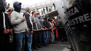 Un grupo de manifestantes indígenas