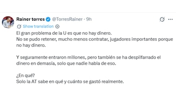 La crítica de Rainer Torres a la directiva de Universitario.
