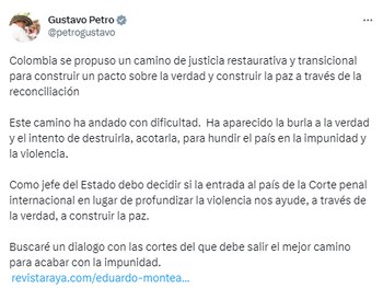 El presidente planteó la intervención