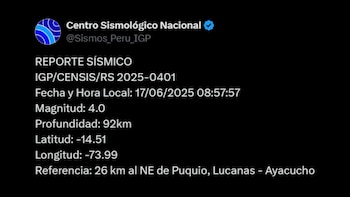 Sismo de magnitud 4 se