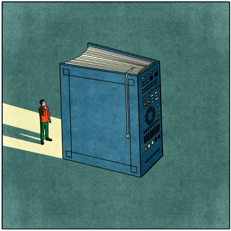 ¿Qué consecuencias tiene el problema de la IA en el sector editorial para autores y lectores? (Ilustración de Klaus Kremmerz / The New York Times)