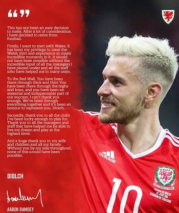 Aaron Ramsey y su comunicado donde le pone fin a su carrera.