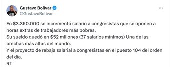 Gustavo Bolívar, exsenador, dijo que