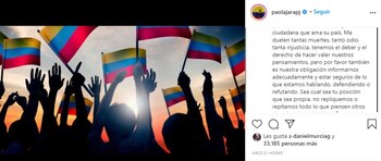 Post en Instagram de Paola