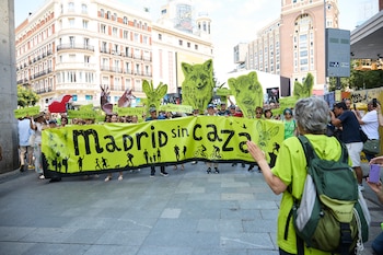 Manifestación en contra de la nueva ley de caza madrileña
