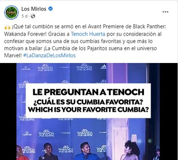 Publicación de Los Mirlos. Facebook