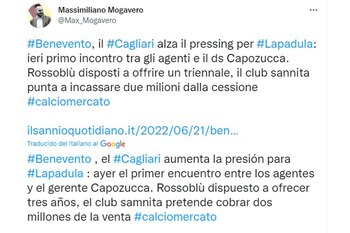 Información de periodista italiano sobre