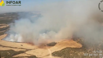 El incendio de las Cinco Villas (Zaragoza) se mantiene en situación operativa 2 y ha obligado ya a la evacuación de cuatro pueblos