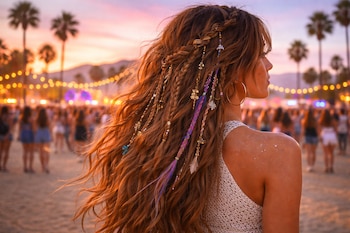 Las trenzas relajadas y los mechones sueltos aportan practicidad y estilo frente al clima del desierto (Imagen Ilustrativa Infobae)