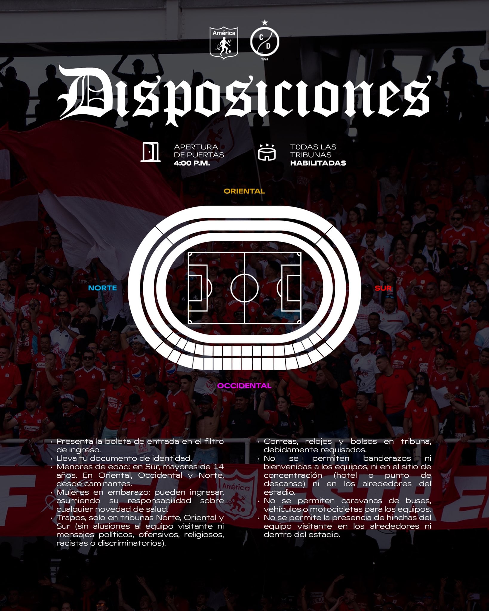 América de Cali confirmó la habilitación de las cuatro tribunas del estadio Pascual Guerrero para el partido ante Cúcuta Deportivo - crédito @AmericadeCali/X