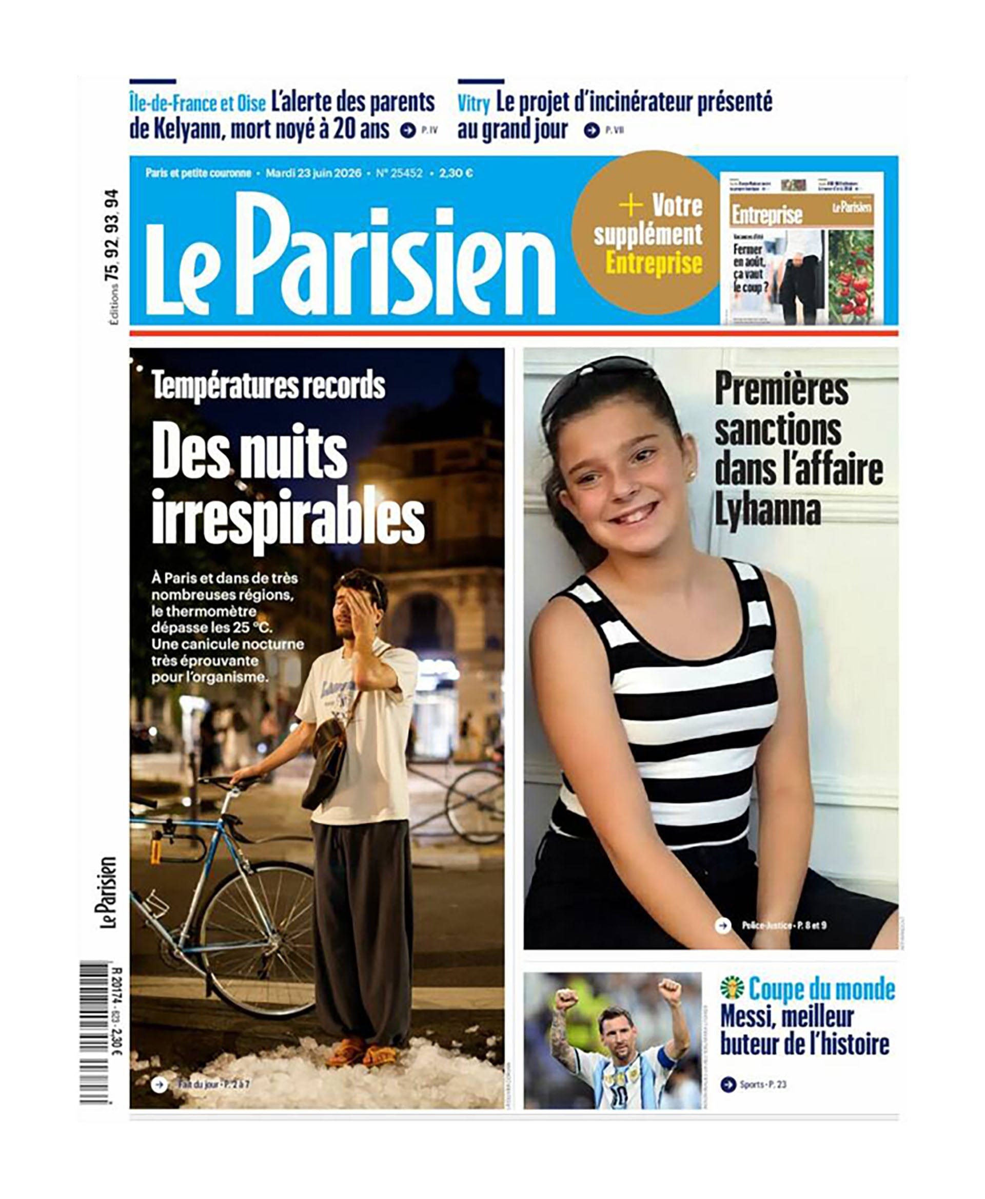 La portada de Le Parisien (Francia)