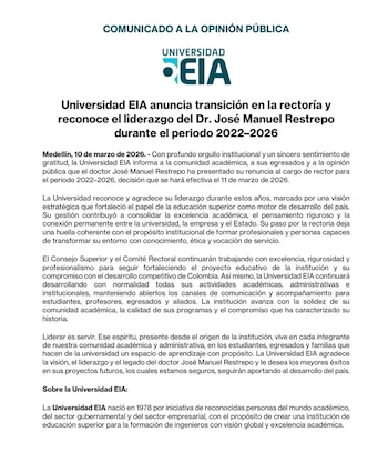 La Universidad EIA confirmó la