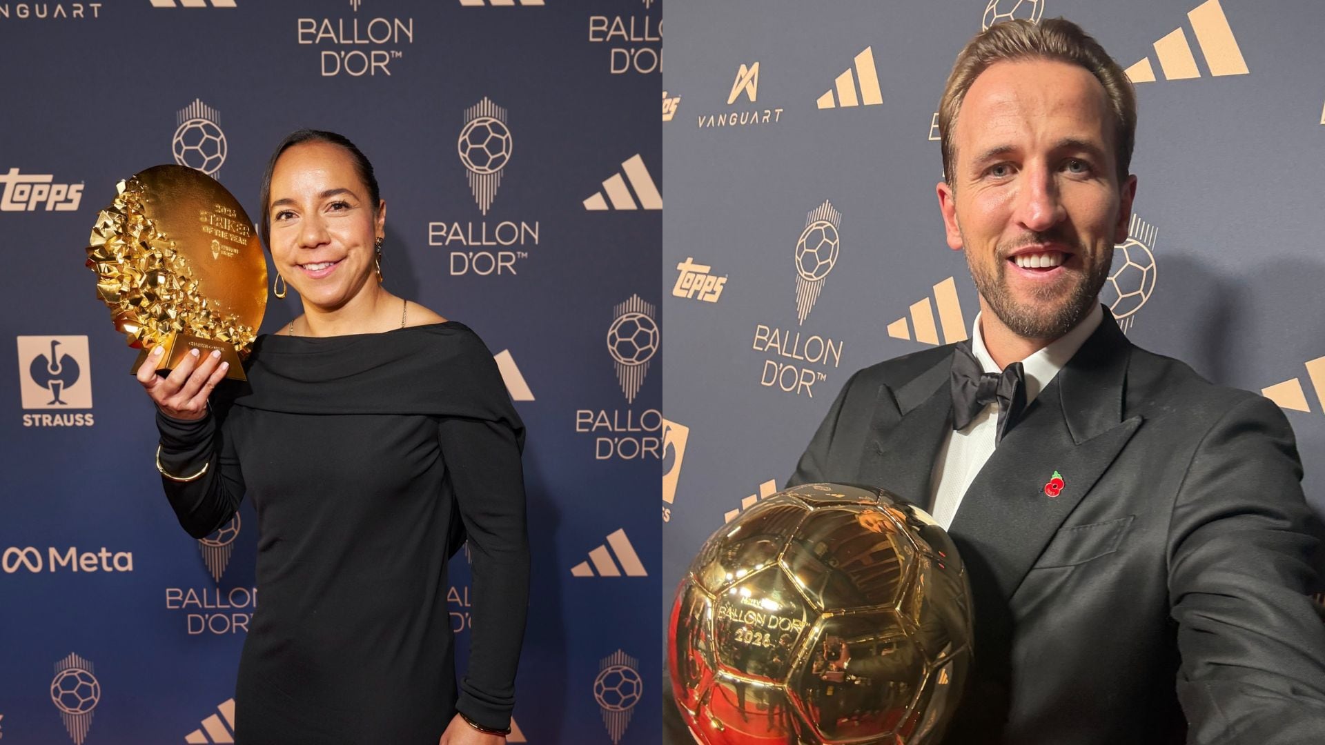 Charlyn Corral y Harry Kane ganaron como delanteros del año en la gala del Balón de Oro. (Instagram)