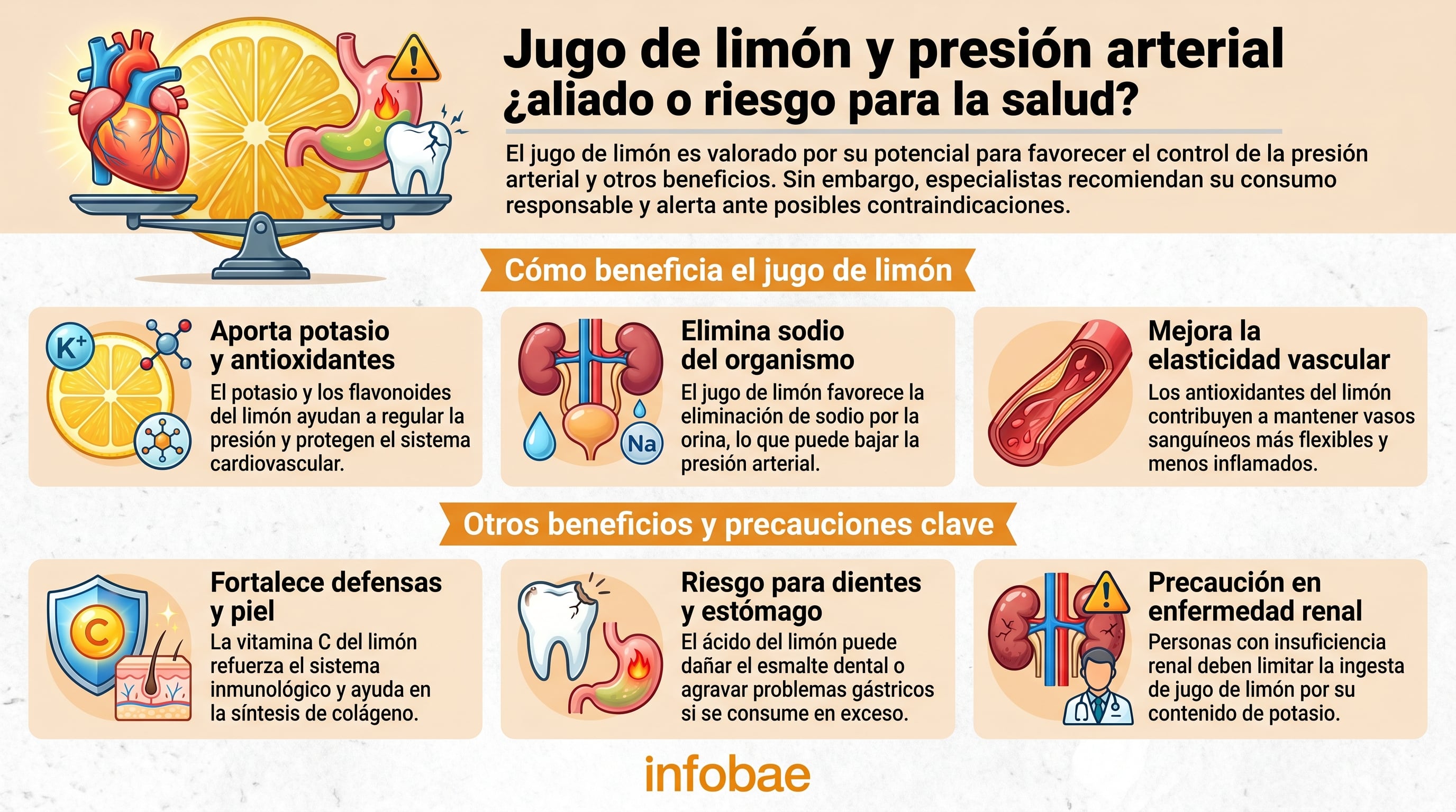 El jugo de limón contribuye a la hidratación, lo que resulta fundamental para personas con riesgo de hipertensión, según expertos internacionales (Imagen Ilustrativa Infobae)