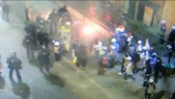 Ataque con artefactos incendiarios a defensores de Derechos Humanos. Foto: Policía Metropolitana de Bogotá