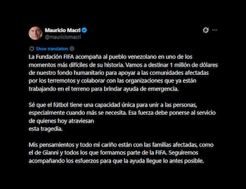 Mauricio Macri anunció que Fundación FIFA donará USD 1 millón por Venezuela