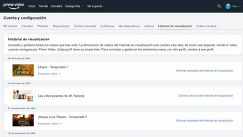 Historial de Prime Video. (foto: