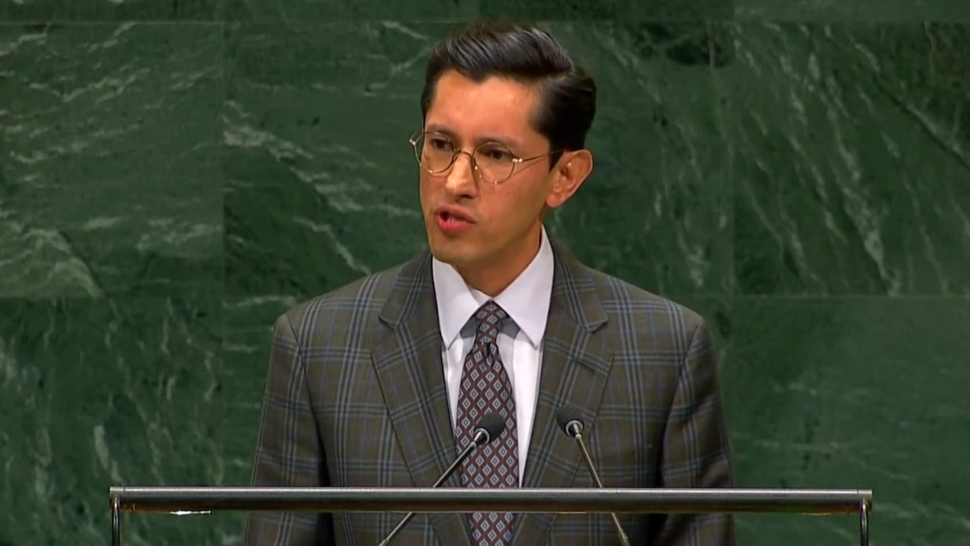 Roberto Velasco en el Debate General de la Asamblea General de las Naciones Unidas. Crédito: ONU