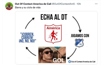 Memes del partido entre Millonarios y América (Liga BetPlay 2022-1, fecha 14). Captura de pantalla