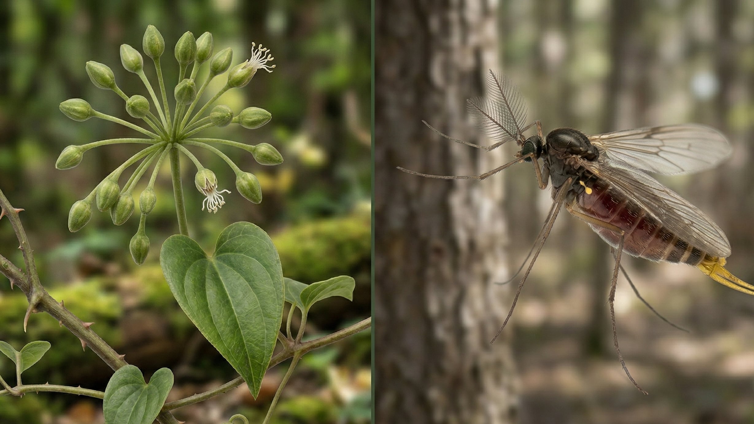 La planta Smilax insularis utiliza el compuesto volátil dihydroedulan I como señal exclusiva para atraer a su único polinizador, la cecidomia Dasineura heterosmilacicola (Imagen Ilustrativa Infobae)