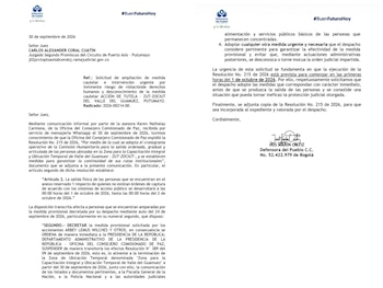 Defensoría del Pueblo pidió garantías para los miembros de la ZUT en el Putumayo