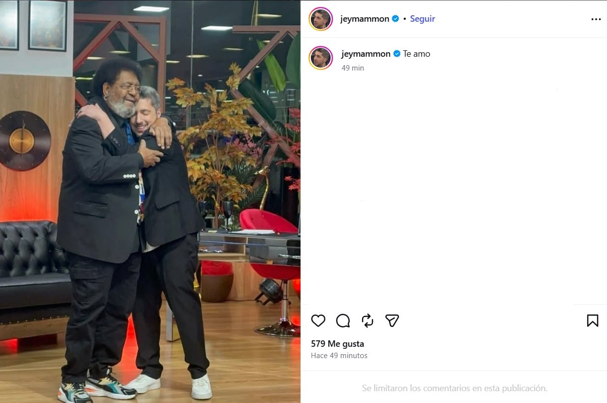 Jey Mammón expresó su despedida a Rubén Rada con una publicación breve en redes sociales y la frase “Te amo”
