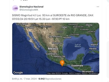 Sismo Oaxaca hoy 7 marzo