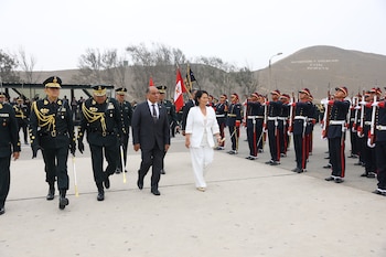 Ceremonia de reconocimiento de Fredy López como nuevo comandante general de la PNP. (Foto: Presidencia Perú)